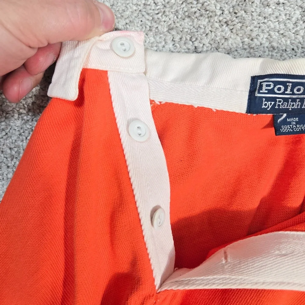 Vintage Polo Ralph Lauren Rugby Polo Shirt Mens Medium Orange Long Sleeve